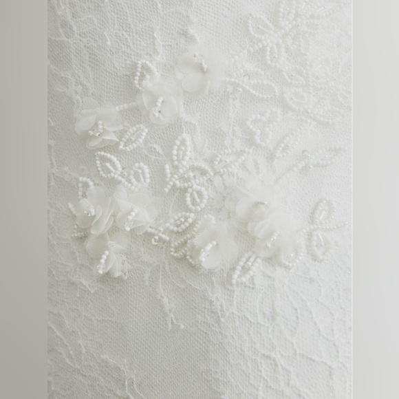 NWT BHLDN Meadow V-Neck Floral Appliqué Sheath Wedding Dress - Picture 5 of 12